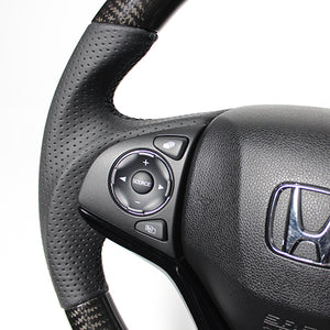 REAL ORIGINAL SERIES SOFT D SHAPE BLACK CARBON BLACK EURO STITCH STEERING WHEEL FOR HONDA GRACE GM4-6 GM9  HNA-BKC-BK
