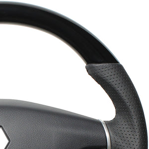 REAL ORIGINAL SERIES ROUND SHAPE PIANO BLACK BLACK STITCH STEERING WHEEL FOR MITSUBISHI DELICA D:5 CV W:ZENKI  D5-PBW-BK