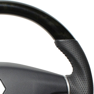 REAL ORIGINAL SERIES ROUND SHAPE BLACK WOOD BLACK STITCH STEERING WHEEL FOR MITSUBISHI PAJERO V8 W V9 W  D5-BKW-BK