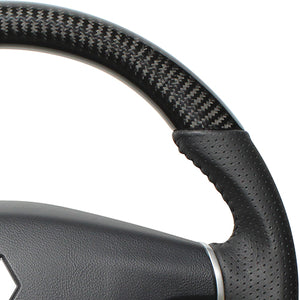 REAL ORIGINAL SERIES ROUND SHAPE BLACK CARBON BLACK STITCH STEERING WHEEL FOR MITSUBISHI PAJERO V8 W V9 W  D5-BKC-BK