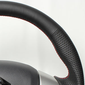 REAL ORIGINAL SERIES SOFT D SHAPE ALL LEATHER RED X BLACK EURO STITCH STEERING WHEEL FOR SUZUKI EVERY WAGON DA17W  MR31-LPB-RD