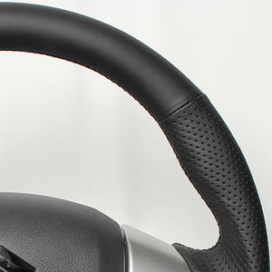 REAL ORIGINAL SERIES SOFT D SHAPE ALL LEATHER BLACK EURO STITCH STEERING WHEEL FOR MAZDA FLARE CROSSOVER MS31S MS41S  MR31-LPB-BK