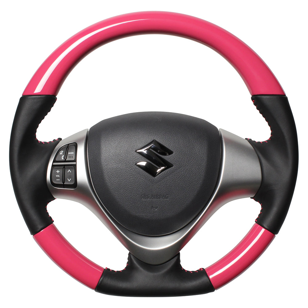 REAL ORIGINAL SERIES SOFT D SHAPE CANDY PINK PINK STITCH STEERING WHEEL FOR MAZDA FLARE CROSSOVER MS31S MS41S  MR31-PCW-PC