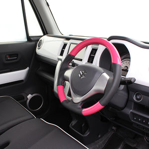 REAL ORIGINAL SERIES SOFT D SHAPE CANDY PINK PINK STITCH STEERING WHEEL FOR MAZDA CAROL HB25S: KOUKI HB35S: KOUKI  MR31-PCW-PC
