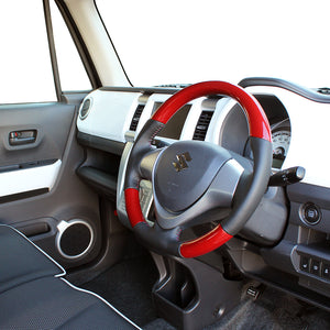 REAL ORIGINAL SERIES SOFT D SHAPE PHOENIX RED DARK WINE STITCH STEERING WHEEL FOR MAZDA FLARE MJ34S MJ44S  MR31-DRDW-DW