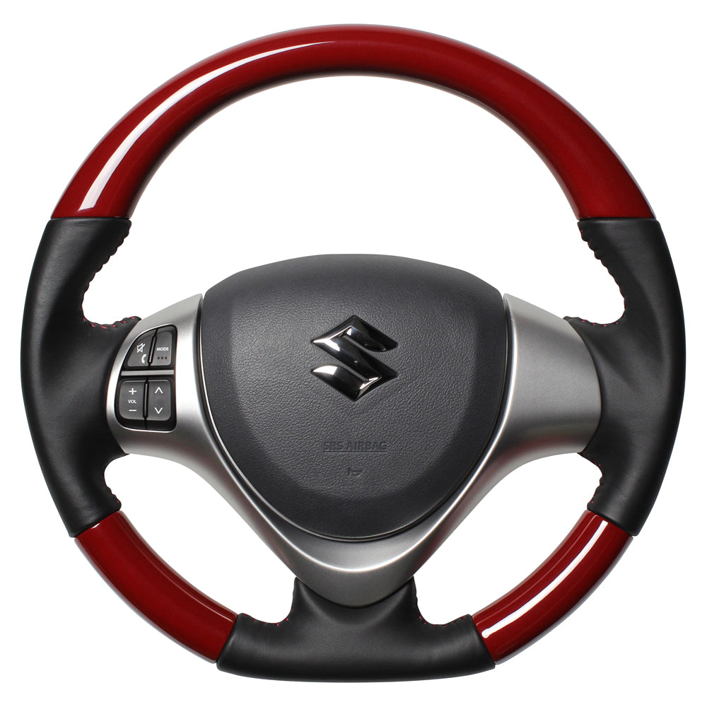 REAL ORIGINAL SERIES SOFT D SHAPE PHOENIX RED DARK WINE STITCH STEERING WHEEL FOR MAZDA SCRUM WAGON DG17W  MR31-DRDW-DW