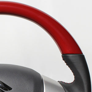 REAL ORIGINAL SERIES SOFT D SHAPE PHOENIX RED DARK WINE STITCH STEERING WHEEL FOR MITSUBISHI TOWN BOX DS17W  MR31-DRDW-DW