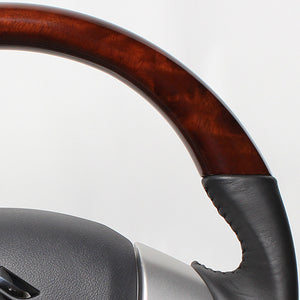 REAL ORIGINAL SERIES SOFT D SHAPE BROWN WOOD BLACK STITCH STEERING WHEEL FOR MAZDA FLARE WAGON CUSTOM STYLE MM32S MM42S  MR31-BRW-BK