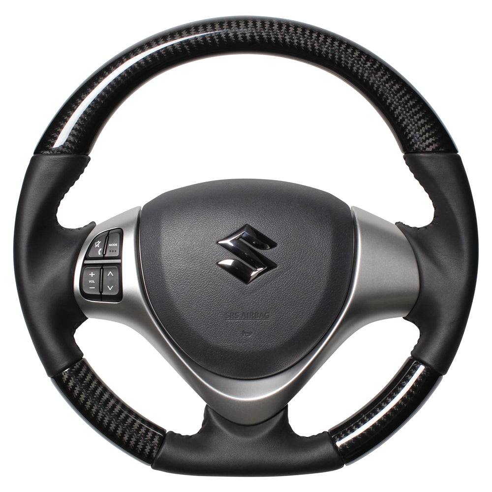 REAL ORIGINAL SERIES SOFT D SHAPE BLACK CARBON BLACK STITCH STEERING WHEEL FOR MAZDA FLARE CUSTOM STYLE MJ34S MJ44S  MR31-BKC-BK
