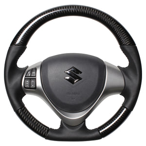 REAL ORIGINAL SERIES SOFT D SHAPE BLACK CARBON BLACK STITCH STEERING WHEEL FOR MAZDA FLARE CROSSOVER MS31S MS41S  MR31-BKC-BK