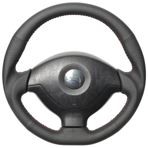 REAL ORIGINAL SERIES SOFT D SHAPE ALL LEATHER RED STITCH STEERING WHEEL FOR MAZDA AZ OFFROAD JM23W  JB-LPB-RD
