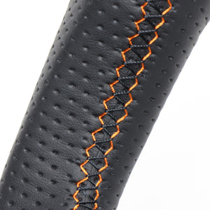 REAL ORIGINAL SERIES ROUND SHAPE ORANGE CARBON ORANGE X BLACK EURO STITCH STEERING WHEEL FOR MITSUBISHI DELICA D:5 CV W:ZENKI  D5-ORC-OR - Black Hawk Japan
