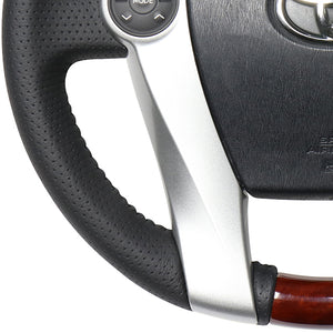 REAL ORIGINAL SERIES OVAL SHAPE BROWN WOOD BLACK STITCH STEERING WHEEL FOR TOYOTA AQUA GR SPORT 10 NOT 17-INCH PACKAGE  30-1-BRW
