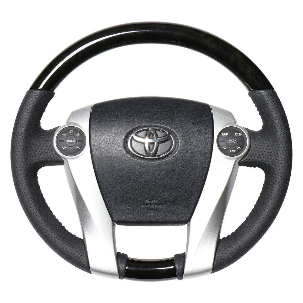 REAL ORIGINAL SERIES OVAL SHAPE BLACK WOOD BLACK STITCH STEERING WHEEL FOR DAIHATSU MOBIUS ZVW41N  30-1-BKW