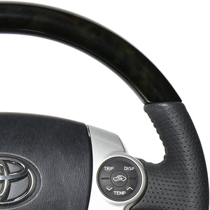 REAL ORIGINAL SERIES OVAL SHAPE BLACK WOOD BLACK STITCH STEERING WHEEL FOR DAIHATSU MOBIUS ZVW41N  30-1-BKW