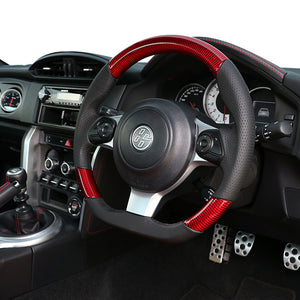 REAL ORIGINAL SERIES D SHAPE RED CARBON BLACK EURO STITCH STEERING WHEEL FOR TOYOTA 86 ZN6 KOUKI GR-RDC-BK