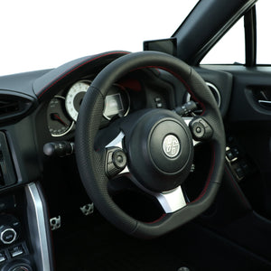 REAL ORIGINAL SERIES D SHAPE ALL LEATHER RED X BLACK EURO STITCH STEERING WHEEL FOR TOYOTA 86 GR ZN6 GR-LPB-RD