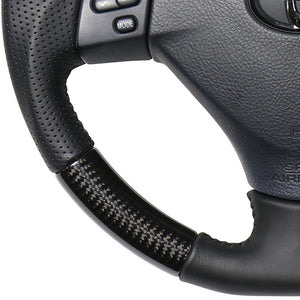 REAL ORIGINAL SERIES SOFT D SHAPE BLACK CARBON BLACK STITCH STEERING WHEEL FOR TOYOTA HARRIER 30  FJH-BKC-BK - Black Hawk Japan