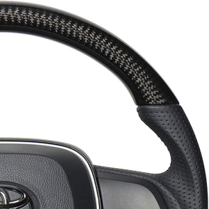 REAL PREMIUM SERIES SOFT D SHAPE BLACK CARBON BLACK EURO STITCH STEERING WHEEL FOR TOYOTA COROLLA 210  TYAP-BKC