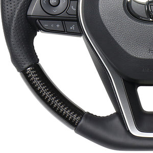 REAL PREMIUM SERIES SOFT D SHAPE BLACK CARBON BLACK EURO STITCH STEERING WHEEL FOR TOYOTA RAV4 50 NOT PHV TYAP-BKC