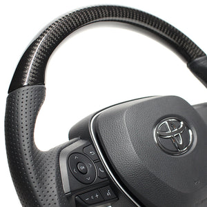 REAL PREMIUM SERIES SOFT D SHAPE BLACK CARBON BLACK EURO STITCH STEERING WHEEL FOR DAIHATSU ALTIS 70  TYAP-BKC