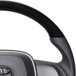 REAL PREMIUM SERIES SOFT D SHAPE 38B BLACK WOOD BLACK EURO STITCH STEERING WHEEL FOR TOYOTA COROLLA 210  TYAP-38BBKW