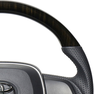 REAL PREMIUM SERIES SOFT D SHAPE 55 BLACK WOOD BLACK EURO STITCH STEERING WHEEL FOR TOYOTA RAV4 50 NOT PHV TYAP-55BKW