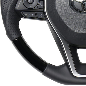REAL PREMIUM SERIES SOFT D SHAPE PIANO BLACK BLACK EURO STITCH STEERING WHEEL FOR TOYOTA CAMRY 70  TYAP-PBW