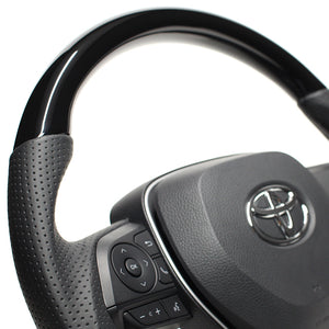 REAL PREMIUM SERIES SOFT D SHAPE PIANO BLACK BLACK EURO STITCH STEERING WHEEL FOR TOYOTA COROLLA CROSS 10  TYAP-PBW