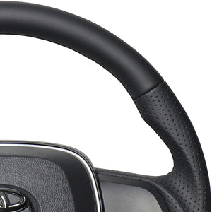 REAL PREMIUM SERIES SOFT D SHAPE NAPPA ALL LEATHER BLACK EURO STITCH STEERING WHEEL FOR TOYOTA RAV4 50 NOT PHV TYAP-LPB