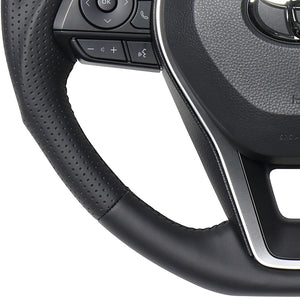 REAL PREMIUM SERIES SOFT D SHAPE NAPPA ALL LEATHER BLACK EURO STITCH STEERING WHEEL FOR TOYOTA RAV4 50 NOT PHV TYAP-LPB