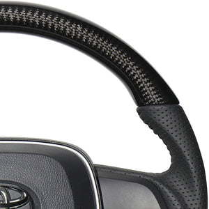 REAL ORIGINAL SERIES SOFT D SHAPE BLACK CARBON BLACK STITCH STEERING WHEEL FOR TOYOTA CAMRY 70  TYA-BKC
