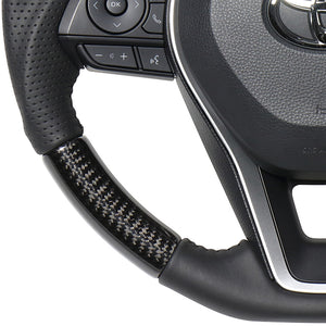 REAL ORIGINAL SERIES SOFT D SHAPE BLACK CARBON BLACK STITCH STEERING WHEEL FOR TOYOTA CAMRY 70  TYA-BKC