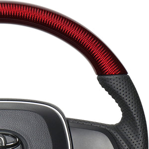 REAL ORIGINAL SERIES SOFT D SHAPE RED CARBON BLACK STITCH STEERING WHEEL FOR TOYOTA RAV4 50 NOT PHV TYA-RDC