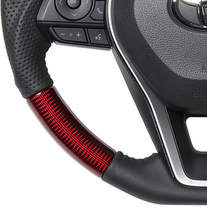 REAL ORIGINAL SERIES SOFT D SHAPE RED CARBON BLACK STITCH STEERING WHEEL FOR TOYOTA RAV4 50 NOT PHV TYA-RDC