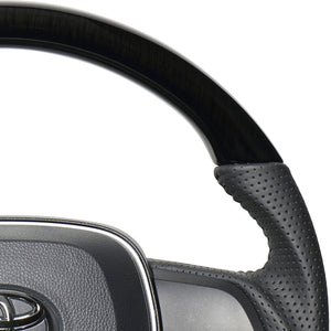 REAL ORIGINAL SERIES SOFT D SHAPE 38B BLACK WOOD BLACK STITCH STEERING WHEEL FOR TOYOTA COROLLA 210  TYA-38BBKW