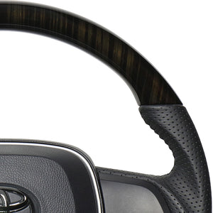 REAL ORIGINAL SERIES SOFT D SHAPE 55 BLACK WOOD BLACK STITCH STEERING WHEEL FOR DAIHATSU ALTIS 70  TYA-55BKW
