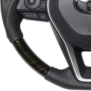 REAL ORIGINAL SERIES SOFT D SHAPE 55 BLACK WOOD BLACK STITCH STEERING WHEEL FOR TOYOTA RAV4 50 NOT PHV TYA-55BKW - Black Hawk Japan