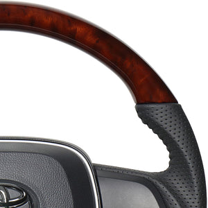 REAL ORIGINAL SERIES SOFT D SHAPE BROWN WOOD BLACK STITCH STEERING WHEEL FOR TOYOTA RAV4 50 NOT PHV TYA-BRW