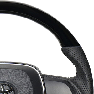 REAL ORIGINAL SERIES SOFT D SHAPE PIANO BLACK BLACK STITCH STEERING WHEEL FOR TOYOTA RAV4 50 NOT PHV TYA-PBW