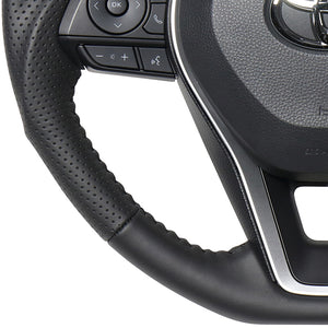 REAL ORIGINAL SERIES SOFT D SHAPE ALL LEATHER BLACK STITCH STEERING WHEEL FOR TOYOTA RAV4 50 NOT PHV TYA-LPB