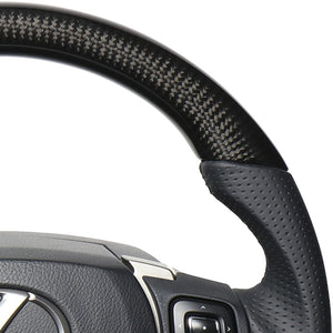 REAL LEXUS SERIES D SHAPE BLACK CARBON BLACK EURO STITCH STEERING WHEEL FOR LEXUS CT 10 : 3 TYPE  LXB-BKC-BK