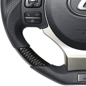 REAL LEXUS SERIES D SHAPE BLACK CARBON BLACK EURO STITCH STEERING WHEEL FOR LEXUS RC 10 : KOUKI  LXB-BKC-BK
