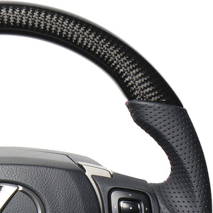 REAL LEXUS SERIES D SHAPE BLACK CARBON & DARK WINE LEATHER DARK WINE X BLACK EURO STITCH STEERING WHEEL FOR LEXUS CT 10 : 3 TYPE  LXB-BKC-DW - Black Hawk Japan