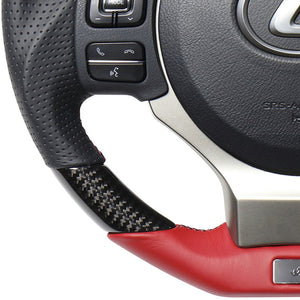 REAL LEXUS SERIES D SHAPE BLACK CARBON & DARK WINE LEATHER DARK WINE X BLACK EURO STITCH STEERING WHEEL FOR LEXUS RC F 10 : KOUKI  LXB-BKC-DW