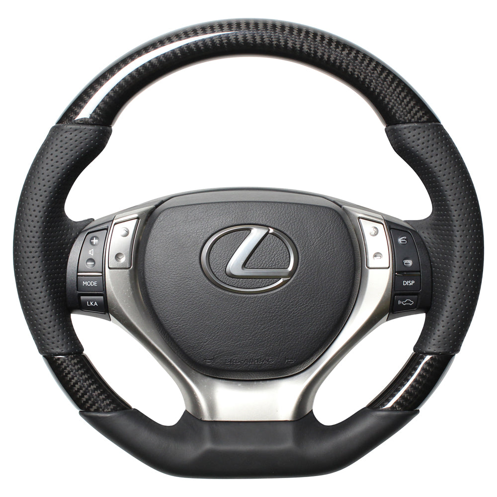 REAL ORIGINAL SERIES D SHAPE BLACK CARBON BLACK EURO STITCH STEERING WHEEL FOR LEXUS GS HYBRID 10 : ZENKI  GS-BKC-BK