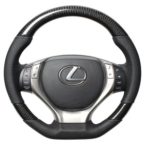 REAL ORIGINAL SERIES D SHAPE BLACK CARBON BLACK EURO STITCH STEERING WHEEL FOR LEXUS GS HYBRID 10 : ZENKI  GS-BKC-BK