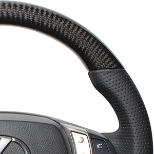 REAL ORIGINAL SERIES D SHAPE BLACK CARBON BLACK EURO STITCH STEERING WHEEL FOR LEXUS RX HYBRID 10 : KOUKI  GS-BKC-BK