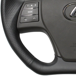 REAL ORIGINAL SERIES D SHAPE ALL LEATHER BLACK EURO STITCH STEERING WHEEL FOR LEXUS HS 10  RX-LPB-BK