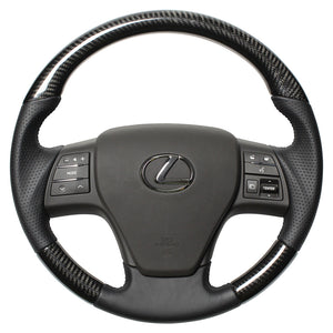 REAL ORIGINAL SERIES ROUND SHAPE BLACK CARBON BLACK EURO STITCH STEERING WHEEL FOR LEXUS RX HYBRID 10 : ZENKI  RXR-BKC-BK